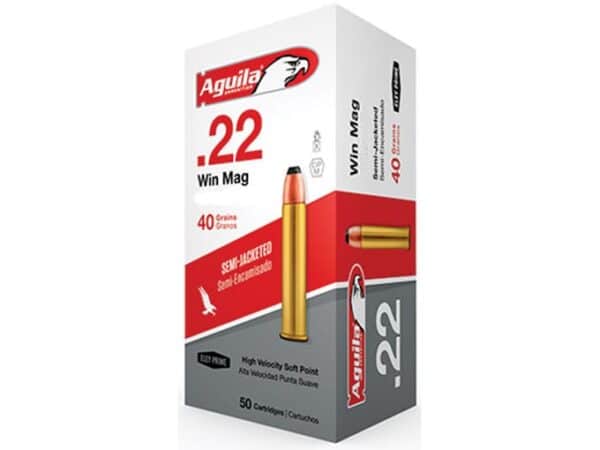 Aguila Ammunition 22 Winchester Magnum Rimfire (WMR) 40 Grain Jacketed Soft Point For Sale