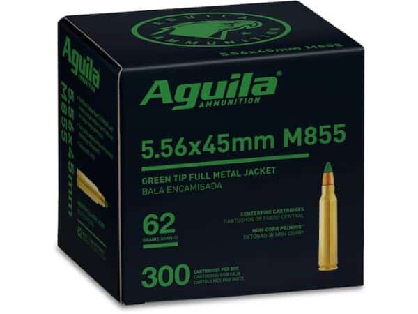 Aguila Ammunition 5.56x45mm NATO 62 Grain M855 SS109 Penetrator Full Metal Jacket For Sale