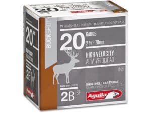Aguila High Velocity Ammunition 20 Gauge 2-3/4" #2 Buckshot 15 Pellets Box of 25 For Sale