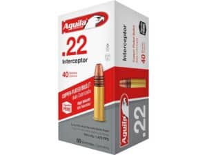 Aguila Interceptor Ammunition 22 Long Rifle 40 Grain Plated Lead Round Nose For Sale
