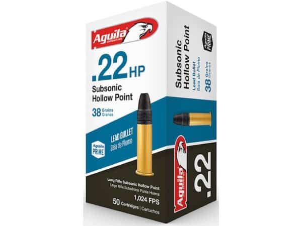 Aguila Super Extra Ammunition 22 Long Rifle Subsonic 38 Grain Lead Hollow Point For Sale
