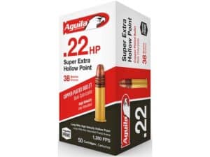 Aguila Super Extra High Velocity Ammunition 22 Long Rifle 38 Grain Plated Lead Hollow Point For Sale