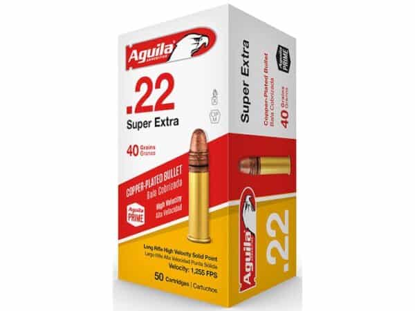 Aguila Super Extra High Velocity Ammunition 22 Long Rifle 40 Grain Plated Lead Round Nose For Sale