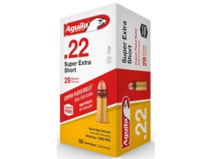 Aguila Super Extra High Velocity Ammunition 22 Short 29 Grain Plated Lead Round Nose For Sale