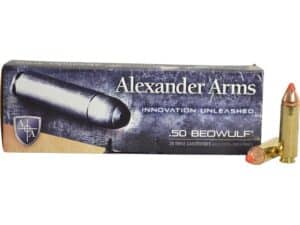 Alexander Arms Ammunition 50 Beowulf 300 Grain Hornady FTX Box of 20 For Sale