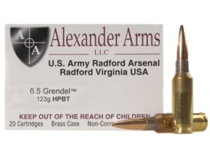 Alexander Arms Ammunition 6.5 Grendel 123 Grain Lapua Scenar Hollow Point Boat Tail Box of 20 For Sale