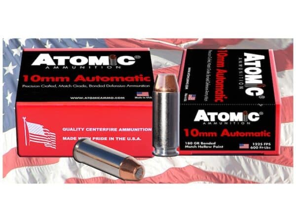 Atomic Ammunition 10mm Auto 180 Grain Bonded Match Hollow Point Box of 50 For Sale