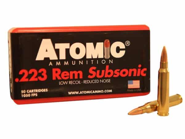 Atomic Ammunition 223 Remington Subsonic 77 Grain Hollow Point Boat Tail Box of 50 For Sale