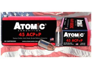 Atomic Ammunition 45 ACP +P 185 Grain Bonded Jacketed Hollow Point Box of 50