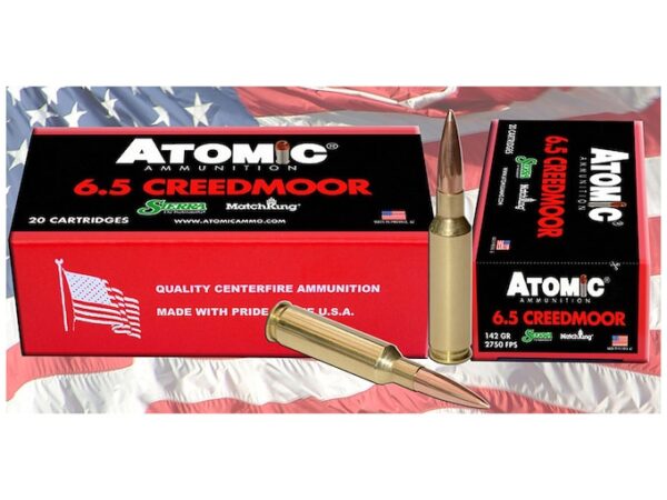Atomic Ammunition 6.5 Creedmoor 142 Grain Sierra MatchKing Hollow Point Boat Tail Box of 20 For Sale