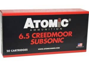 Atomic Ammunition Subsonic Ammunition 6.5 Creedmoor 129 Grain Jacketed Soft Point Box of 20 For Sale