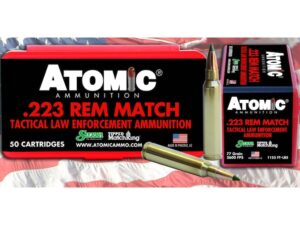 Atomic Tactical LE Ammunition 223 Remington 77 Grain Sierra Tipped MatchKing (TMK) Box of 50 For Sale