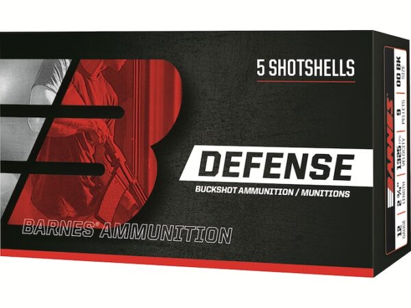 Barnes Defense Ammunition 12 Gauge 2-3/4" 00 Buckshot 9 Pellets Box of 5 For Sale