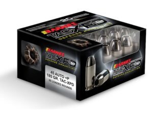 Barnes TAC-XPD Ammunition 45 ACP +P 185 Grain TAC-XP Hollow Point Lead-Free Box of 20 For Sale