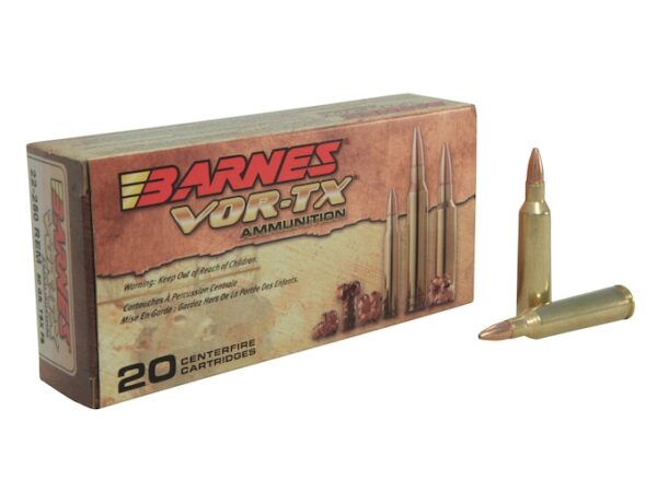 Barnes VOR-TX Ammunition 22-250 Remington 50 Grain TSX Hollow Point Lead-Free Box of 20 For Sale
