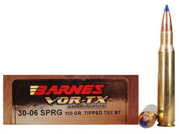 Barnes VOR-TX Ammunition 30-06 Springfield 150 Grain TTSX Polymer Tipped Spitzer Boat Tail Lead-Free Box of 20 For Sale