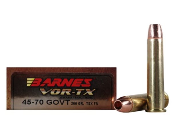 Barnes VOR-TX Ammunition 45-70 Government 300 Grain TSX Hollow Point Lead-Free Box of 20 For Sale