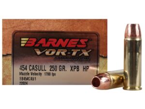 Barnes VOR-TX Ammunition 454 Casull 250 Grain XPB Hollow Point Lead-Free Box of 20 For Sale