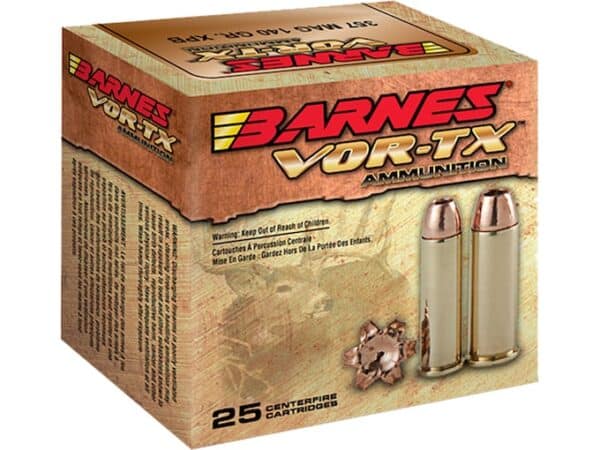 Barnes VOR-TX Ammunition 40 S&W 140 Grain Solid Hollow Point Lead Free Box of 20 For Sale