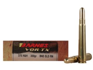 Barnes VOR-TX Safari Ammunition 375 H&H Magnum 300 Grain Banded Solid Round Nose Box of 20 For Sale