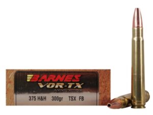 Barnes VOR-TX Safari Ammunition 375 H&H Magnum 300 Grain TSX Hollow Point Flat Base Lead-Free Box of 20 For Sale