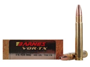 Barnes VOR-TX Safari Ammunition 416 Remington Magnum 400 Grain TSX Hollow Point Flat Base Lead-Free Box of 20 For Sale