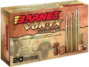 Barnes VOR-TX Safari Ammunition 458 Winchester Magnum 450 Grain Banded Solid Round Nose Box of 20 For Sale
