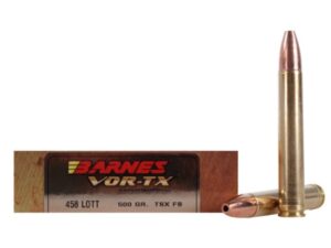 Barnes VOR-TX Safari Ammunition 458 Lott 500 Grain TSX Hollow Point Flat Base Lead-Free Box of 20 For Sale