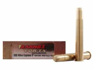 Barnes VOR-TX Safari Ammunition 500 Nitro Express 570 Grain Banded Solid Flat Point Box of 20 For Sale