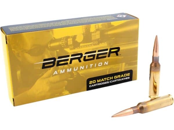 Berger Match Grade Ammunition 6.5 Creedmoor 144 Grain Hybrid Target Hollow Point Box of 20 For Sale