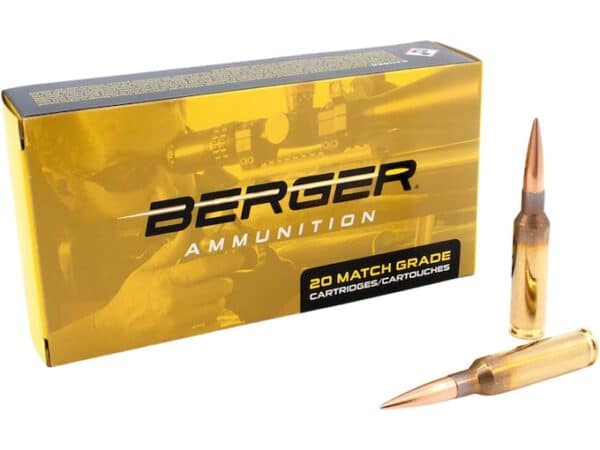 Berger Match Grade Ammunition 6.5 Creedmoor 153.5 Grain Hybrid Target Hollow Point Box of 20 For Sale