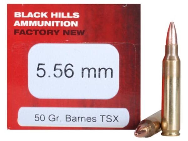 Black Hills Ammunition 5.56x45mm NATO 50 Grain Barnes TSX Hollow Point Lead-Free Box of 50 For Sale