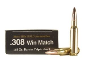 Black Hills Gold Ammunition 308 Winchester 168 Grain Barnes TSX Hollow Point Boat Tail Lead-Free Box of 20 For Sale