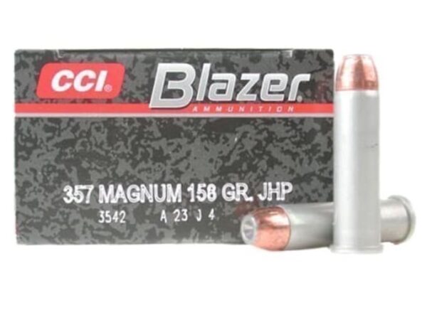 Blazer Ammunition 357 Magnum 158 Grain Jacketed Hollow Point Box of 50 For Sale