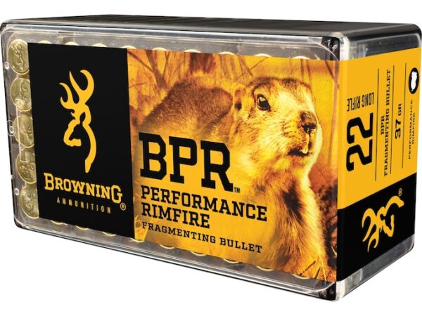 Browning BPR Ammunition 22 Long Rifle 37 Grain Fragmenting Hollow Point Box of 50 For Sale