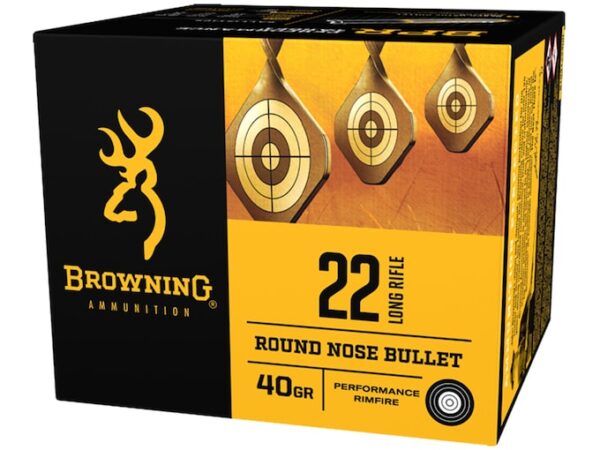 Browning BPR Ammunition 22 Long Rifle 40 Grain Black Plated Lead Round Nose Box of 400 Bulk For Sale