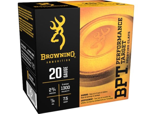 Browning BPT Target Ammunition 20 Gauge 2-3/4" 7/8 oz #7-1/2 Shot Box of 25 For Sale