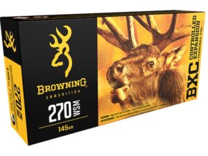 Browning BXC Controlled Expansion Ammunition 270 Winchester Short Magnum (WSM) 145 Grain Terminal Tip Box of 20 For Sale