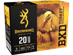 Browning BXD Extra Distance Turkey Ammunition 20 Gauge 3" 1-1/4 oz #5 Nickel Plated Shot Box of 10 For Sale