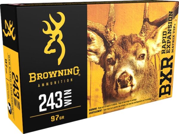Browning BXR Rapid Expansion Ammunition 243 Winchester 97 Grain Matrix Tip Box of 20 For Sale