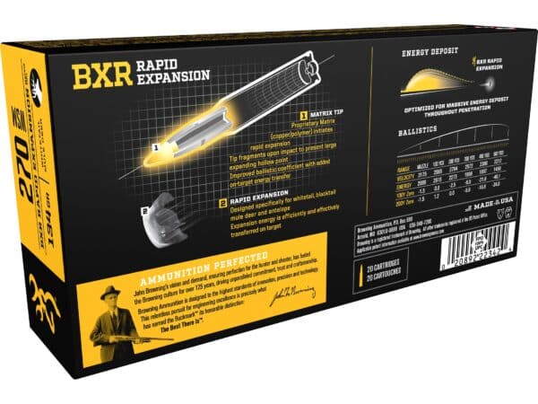 Browning BXR Rapid Expansion Ammunition 270 Winchester Short Magnum WSM 134 Grain Matrix Tip Box of 20 For Sale 1