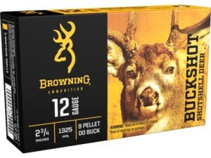 Browning BXS Deer Ammunition 12 Gauge 2-3/4" 00 Buckshot 9 Pellets Box of 5 For Sale