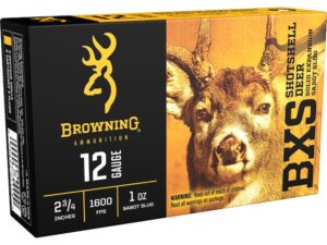 Browning BXS Deer Slug Ammunition 12 Gauge 2-3/4" 1 oz Copper Sabot Slug Lead-Free Box of 5 For Sale