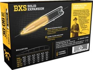 500 Rounds of Browning BXS Solid Expansion Ammunition 30-06 Springfield 180 Grain Solid Copper Polymer Tip Boat Tail Lead-Free Box of 20 For Sale