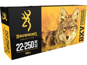 Browning BXV Varmint Expansion Ammunition 22-250 Remington 50 Grain Polymer Tip Rapid Expansion Box of 20 For Sale