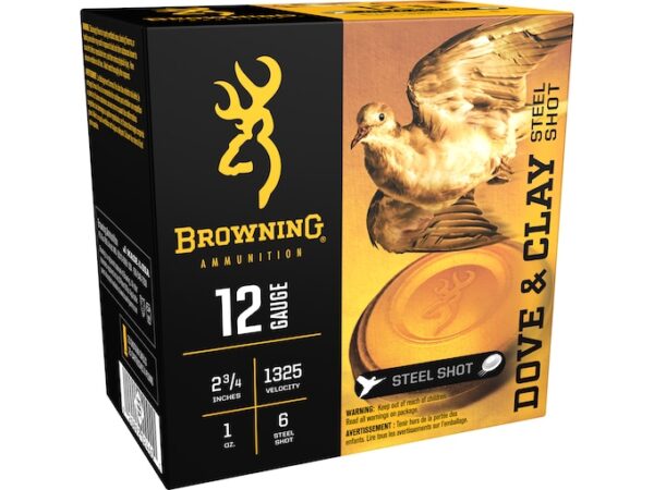 Browning Dove & Clay Ammunition 12 Gauge 2-3/4" 1 oz Non-Toxic Steel Shot For Sale