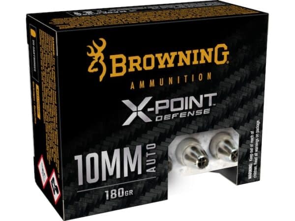 Browning X-Point Defense Ammunition 10mm Auto 180 Grain Jacketed Hollow Point Box of 20 For Sale
