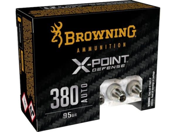 Browning X-Point Defense Ammunition 380 ACP 95 Grain Jacketed Hollow Point Box of 20 For Sale
