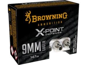 Browning X-Point Defense Ammunition 9mm Luger 147 Grain Jacketed Hollow Point Box of 20 For Sale