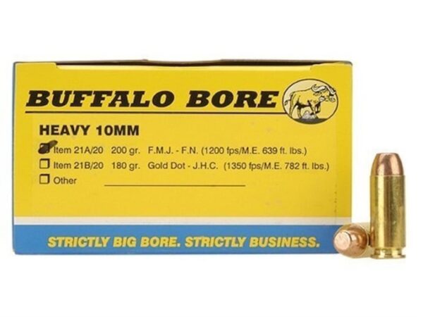 Buffalo Bore Ammunition 10mm Auto 200 Grain Full Metal Jacket Box of 20 For Sale